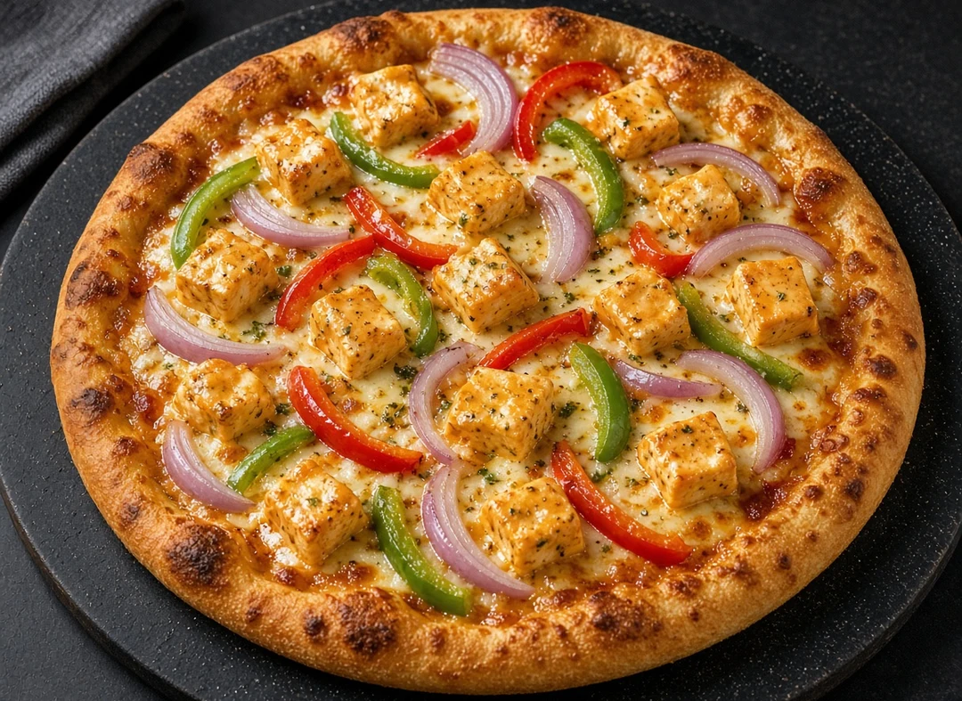 Shahi Paneer Pizza, an Indian-style pizza at Aroma Of India, Calgary